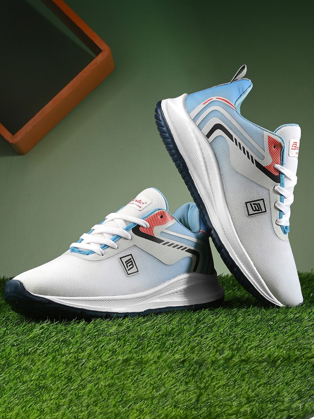 BIRDE Men Blue Mesh Walking Non-Marking Shoes
