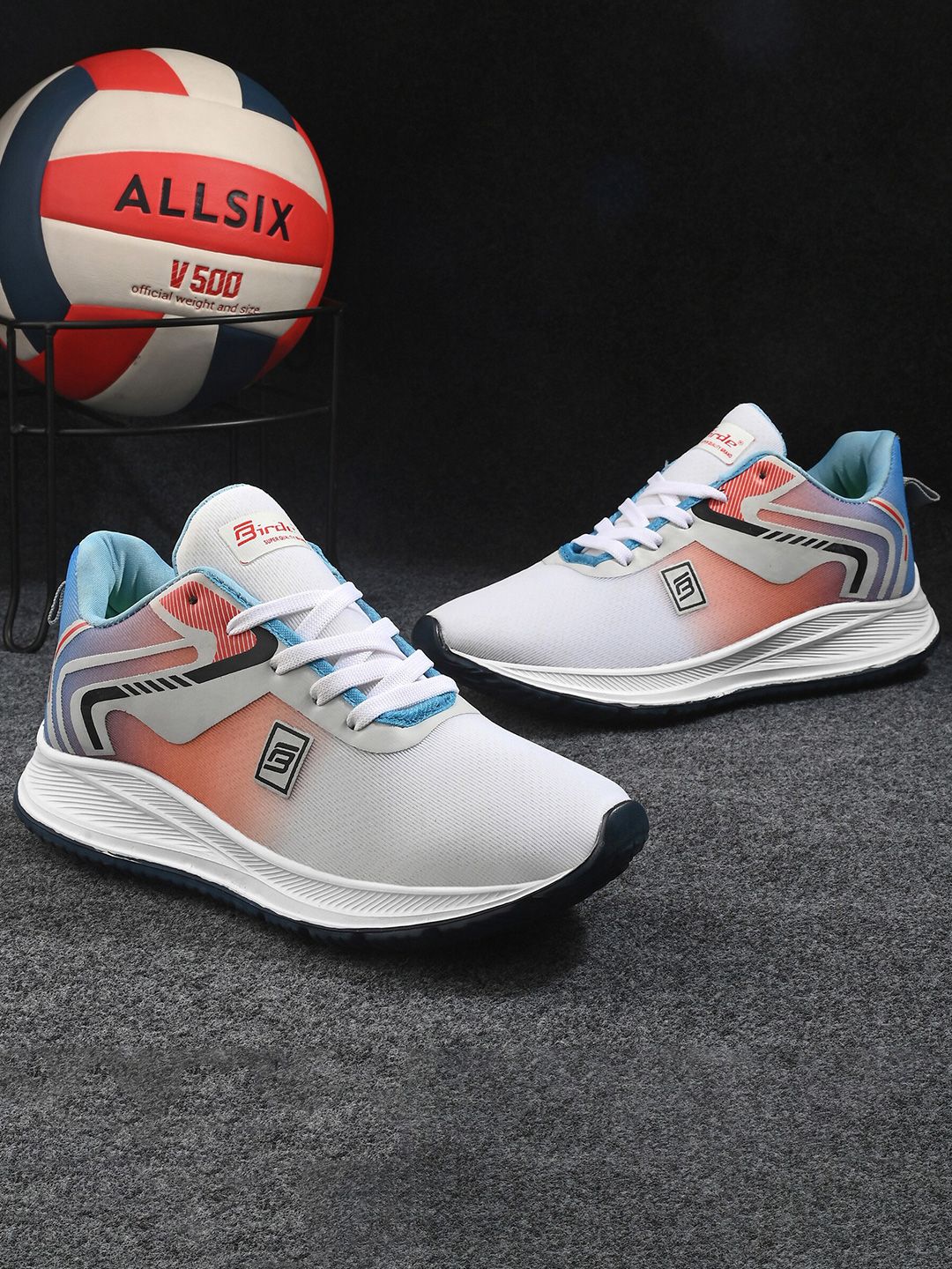 BIRDE Men Blue Mesh Walking Non-Marking Shoes
