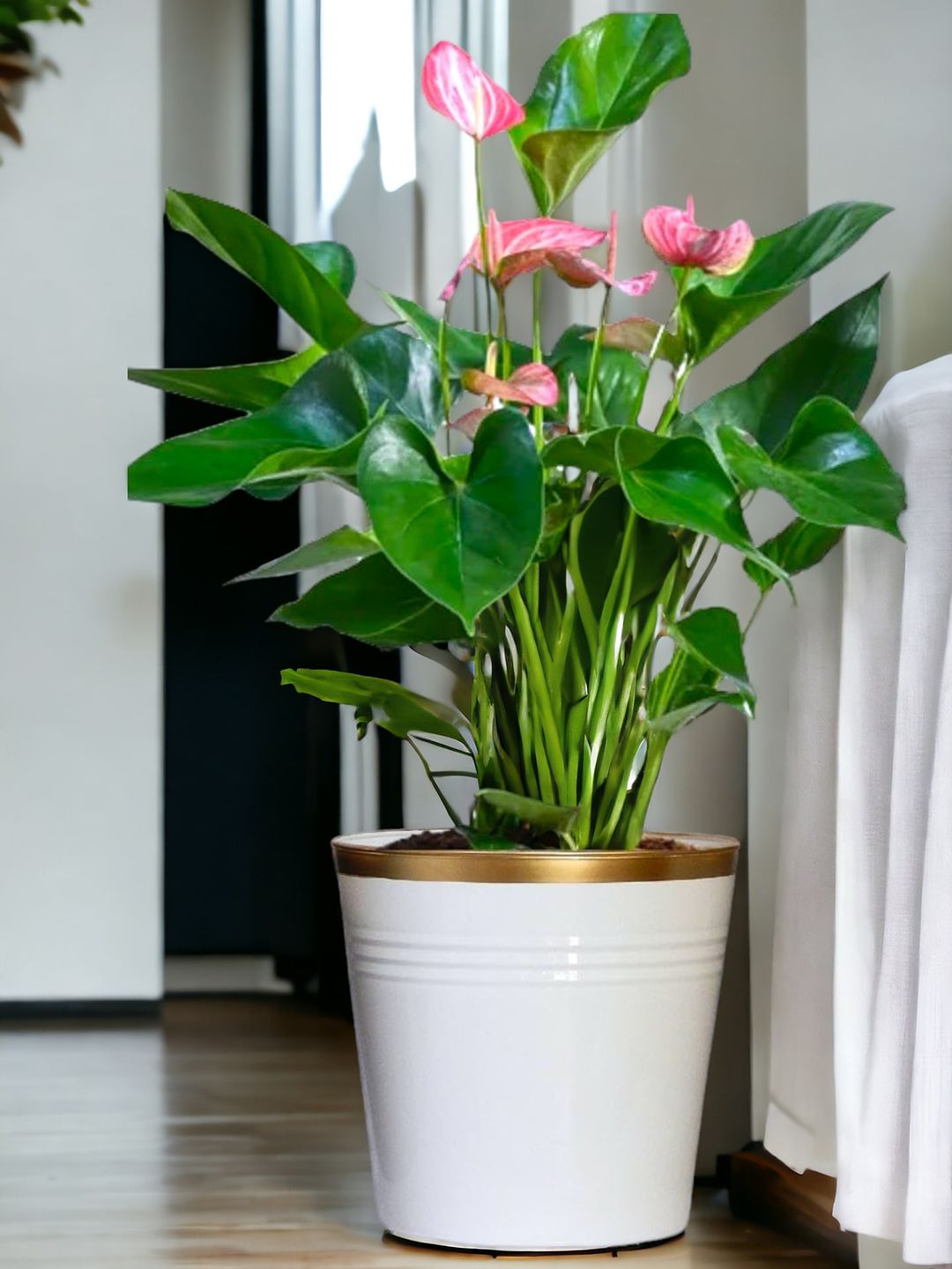ecofynd White Round Large Metal Planter Pot