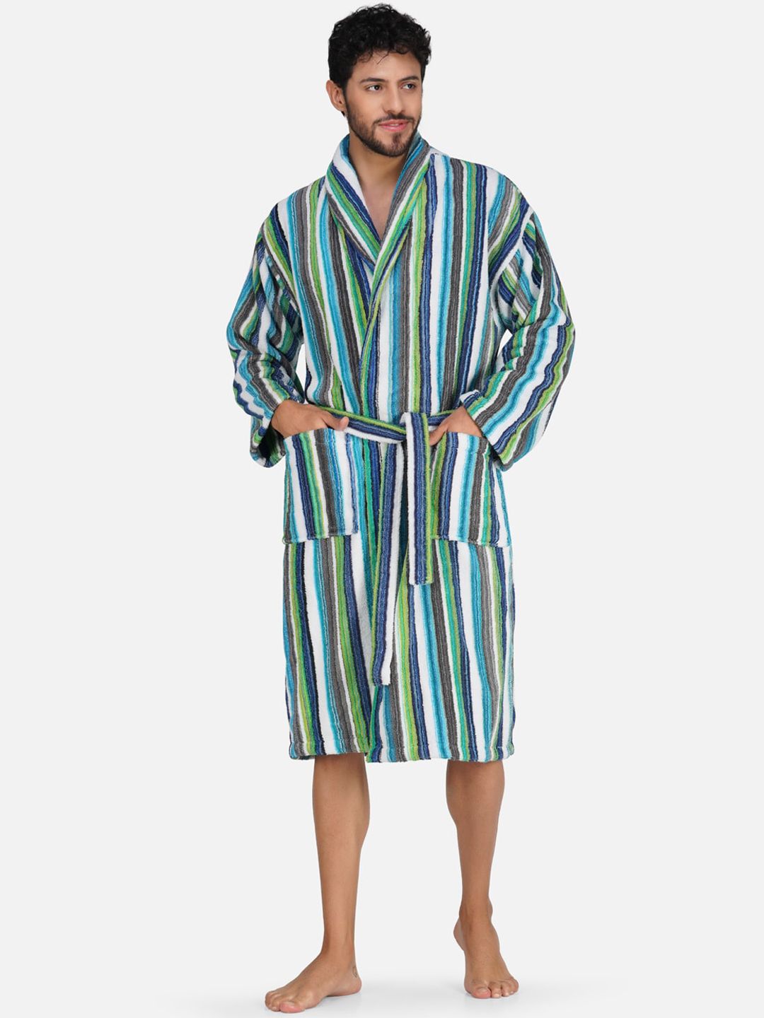 RANGOLI Men Pure Cotton Bath Robe