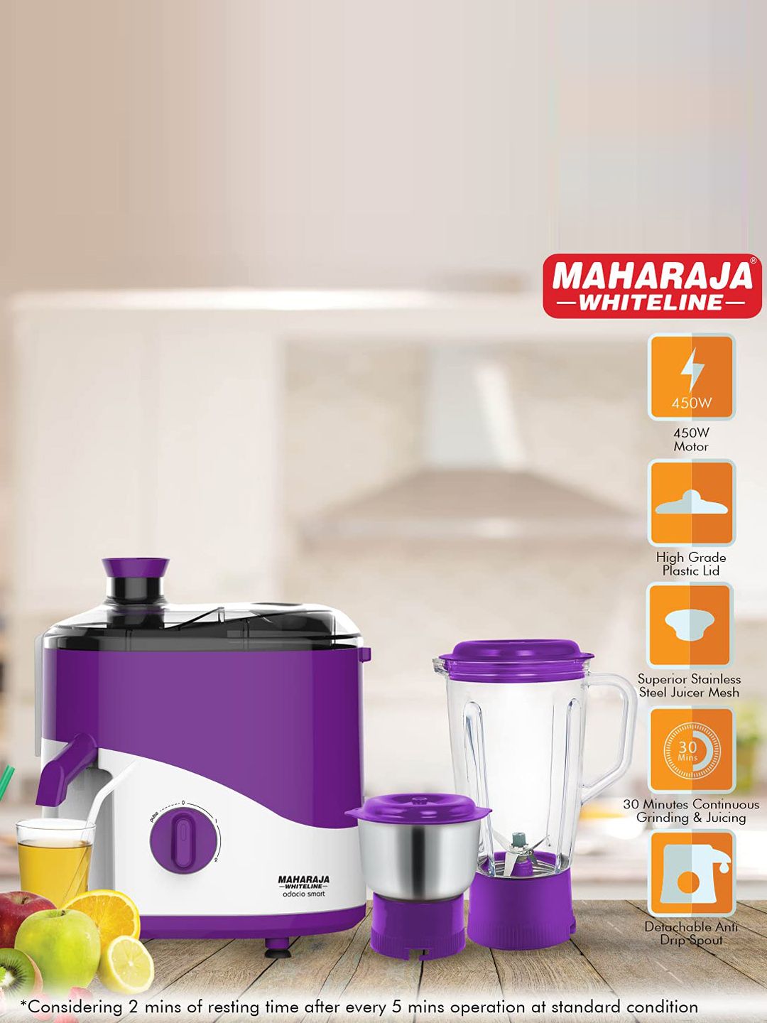 Buy MAHARAJA WHITELINE ODACIO SMART JX1-160 Purple & White 450W