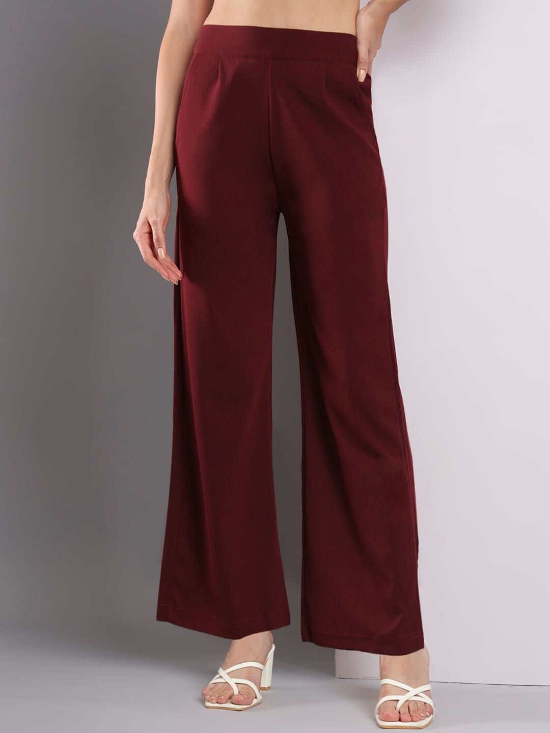 Q-rious Women Mid Rise Plain Parallel Trousers Price in India