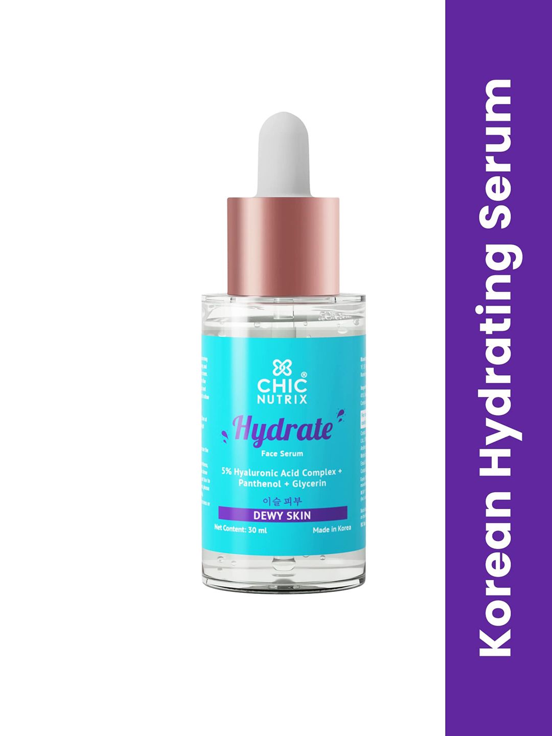 CHICNUTRIX Hydrate Face Serum With Hyaluronic Acid Complex & Panthenol For Dewy Skin -30ml