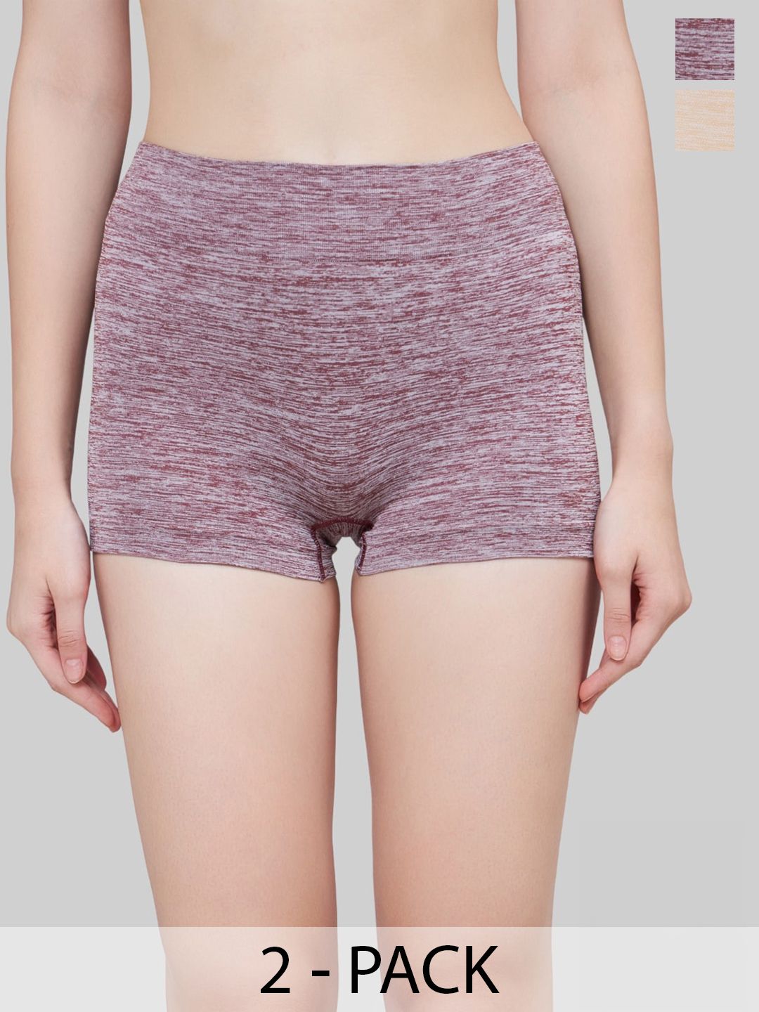 PLUMBURY Pack Of 2 Seamless Mid-Rise Moisture Wicking Boy Short Briefs