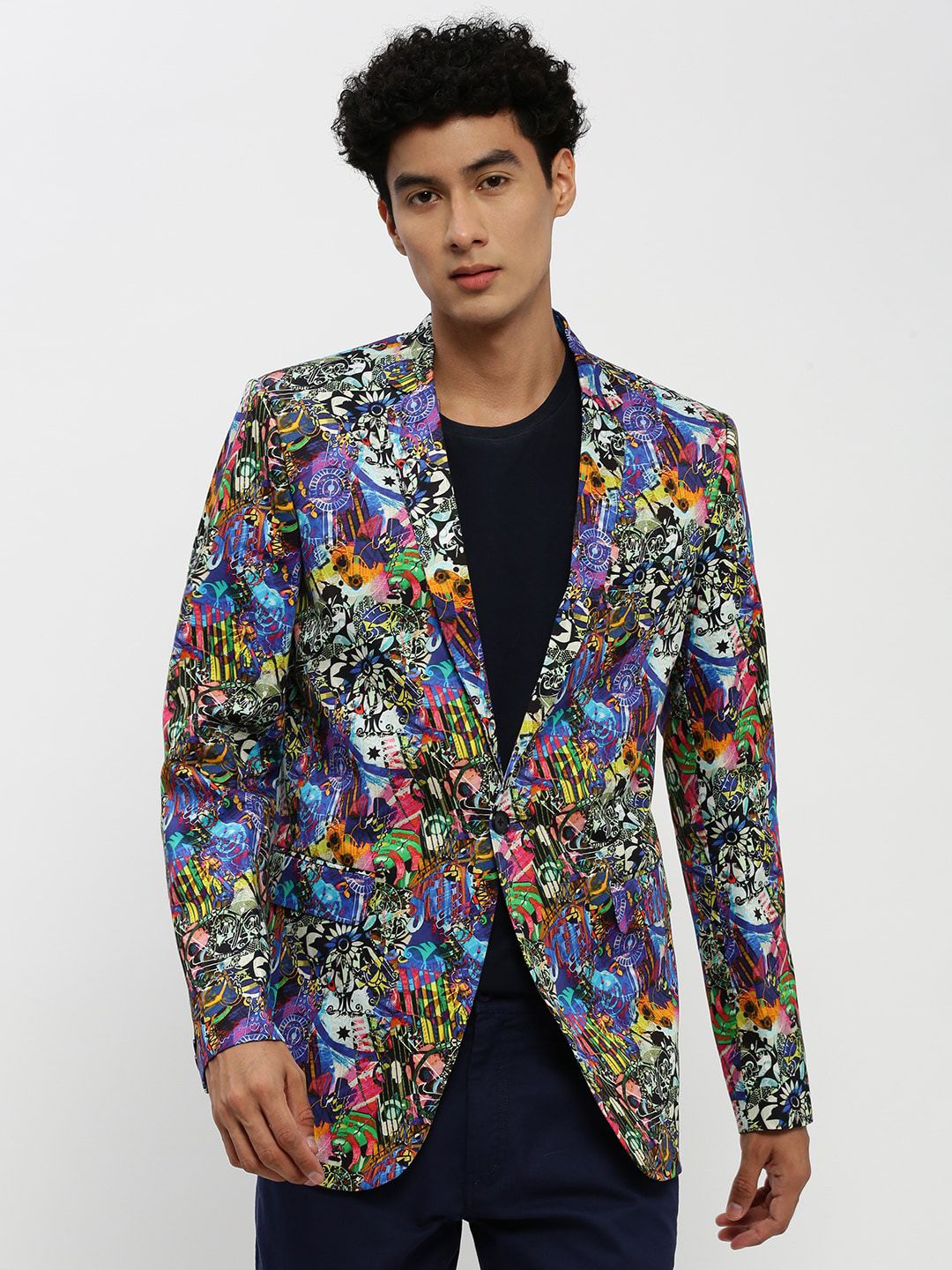 SHOWOFF Printed Single Breasted Slim Fit Blazer