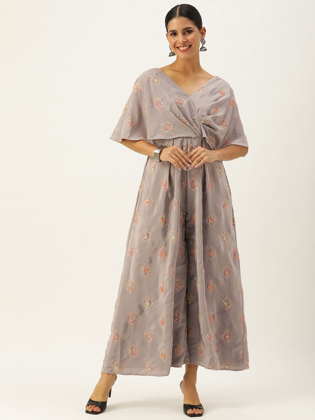 Ethnovog Embroidered Crepe Culotte Jumpsuit Price in India