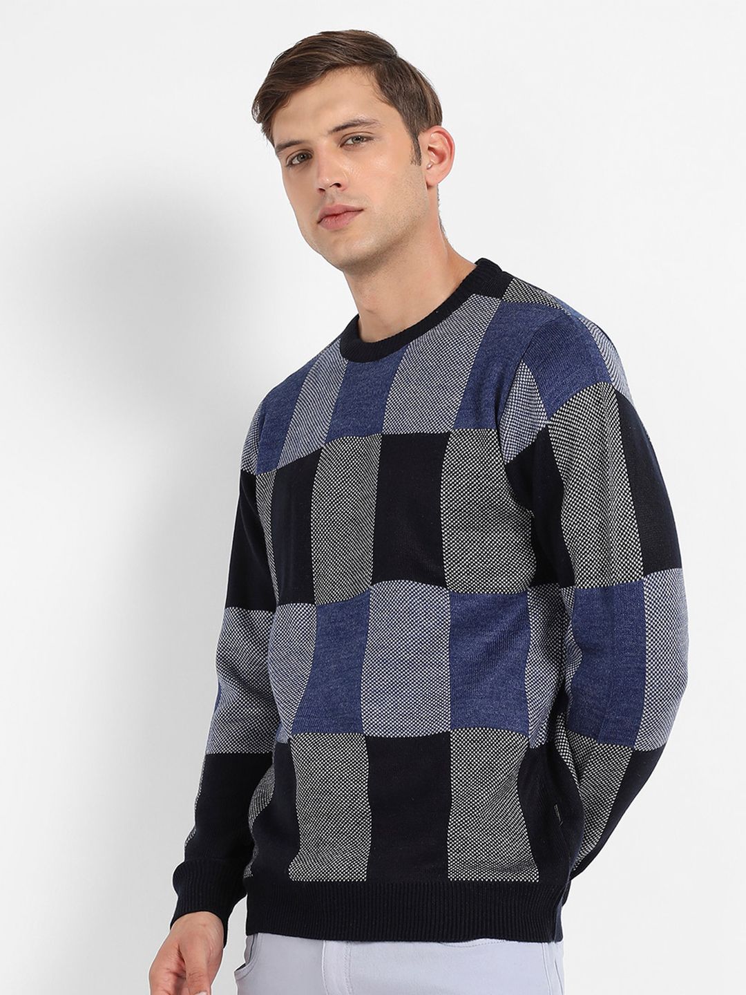 Campus Sutra Checked Woollen Pullover