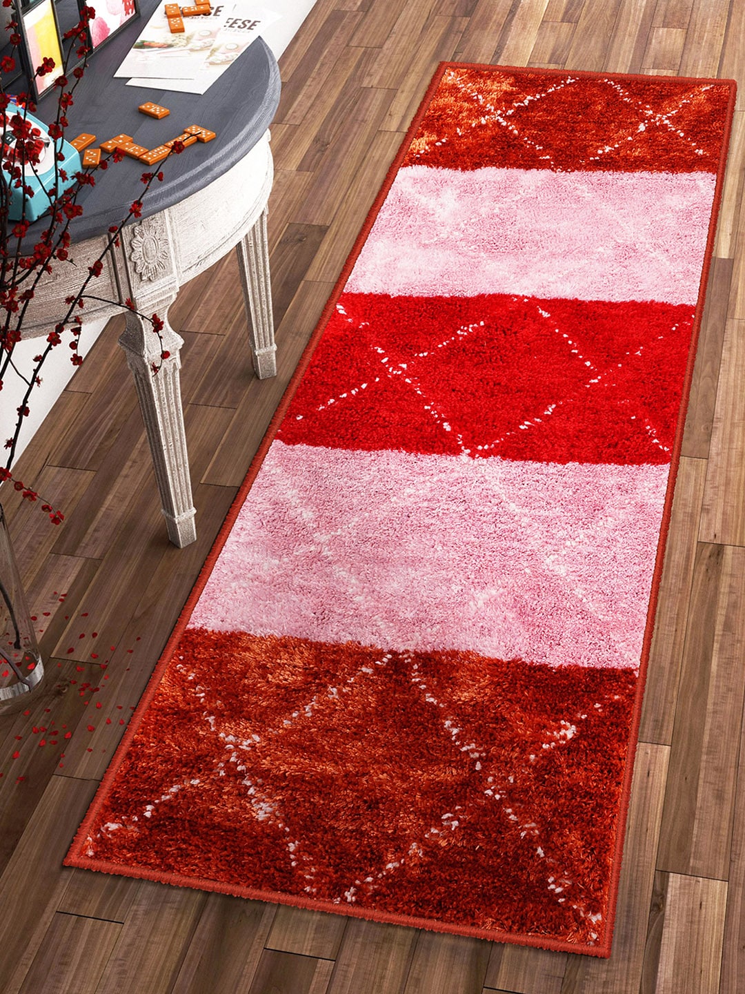Story@home Brown & Red Striped Carpet Price in India