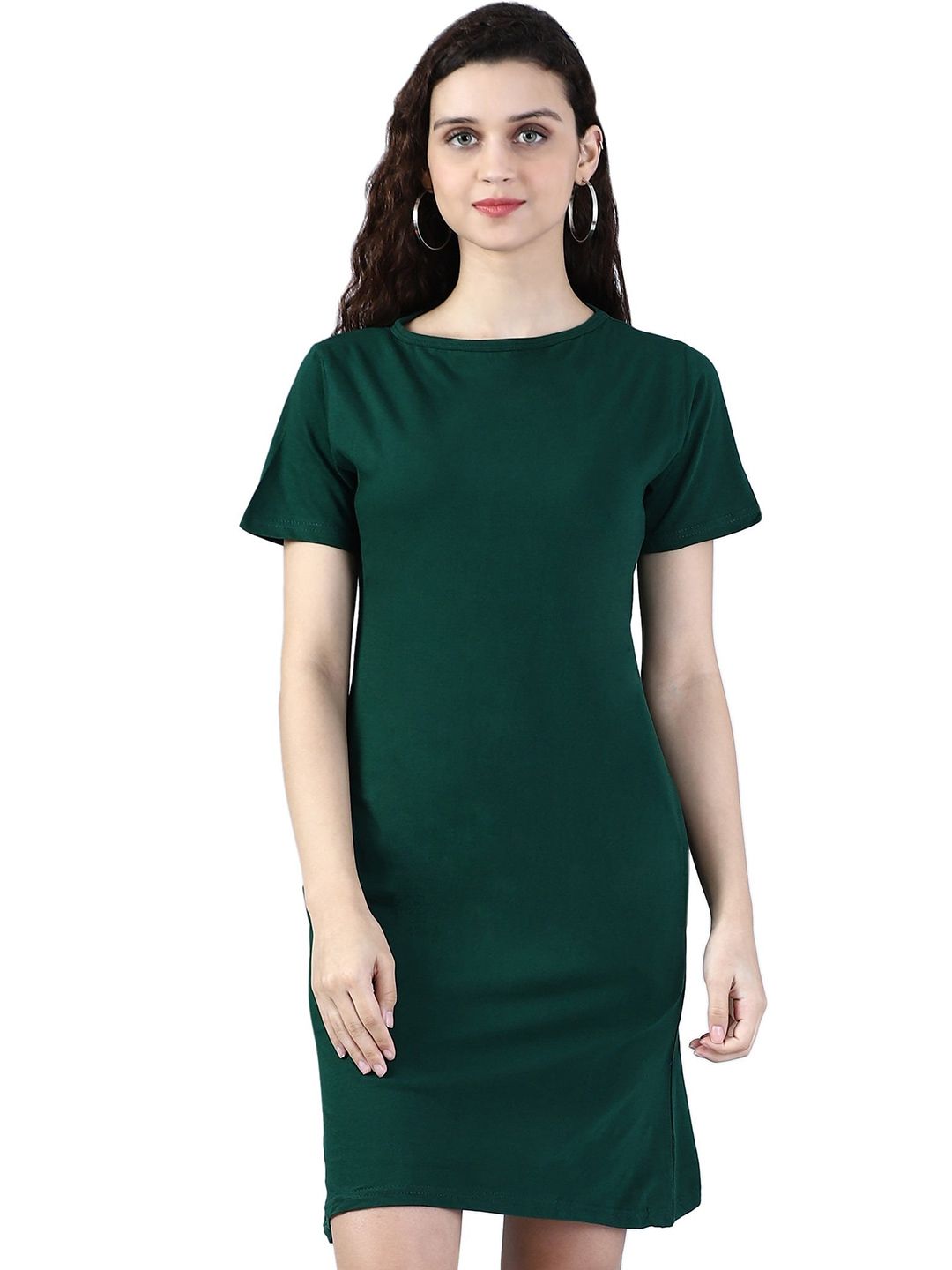 BROADSTAR Round Neck Pure Cotton T-Shirt Dress