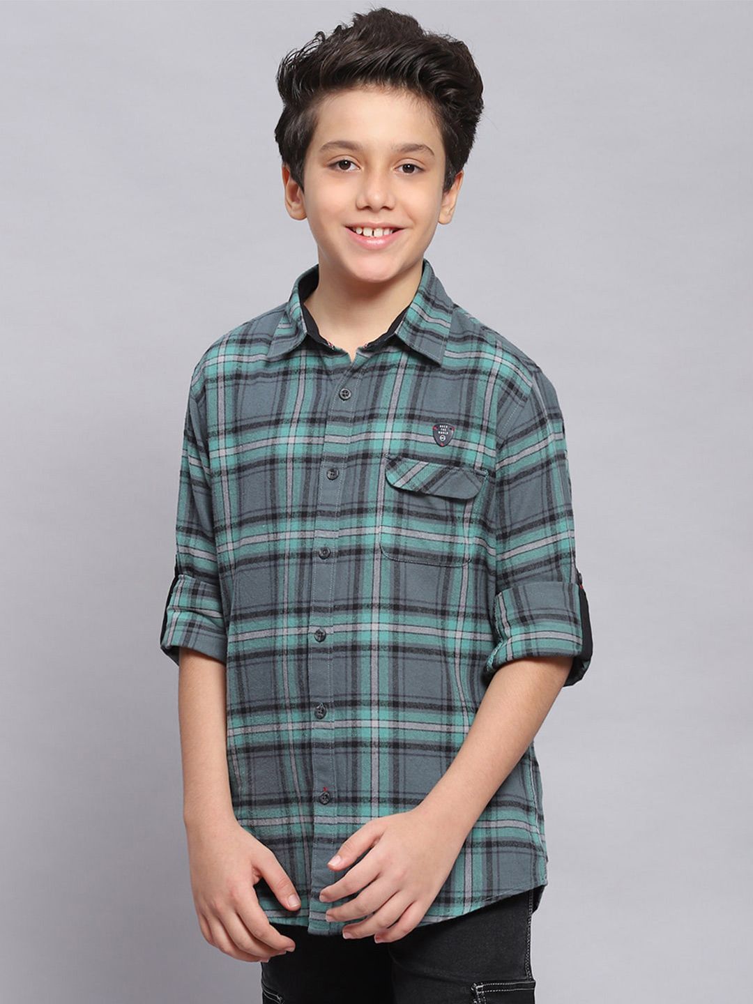 Monte Carlo Boys Classic Slim Fit Tartan Checked Casual Pure Cotton Shirt