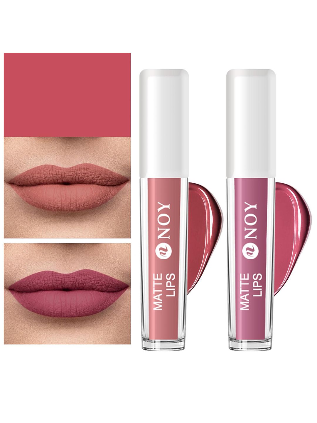 NOY Matte Lips Set Of 2 Lightweight Liquid Lipstick - 4ml Each - Nude-Nude Pink