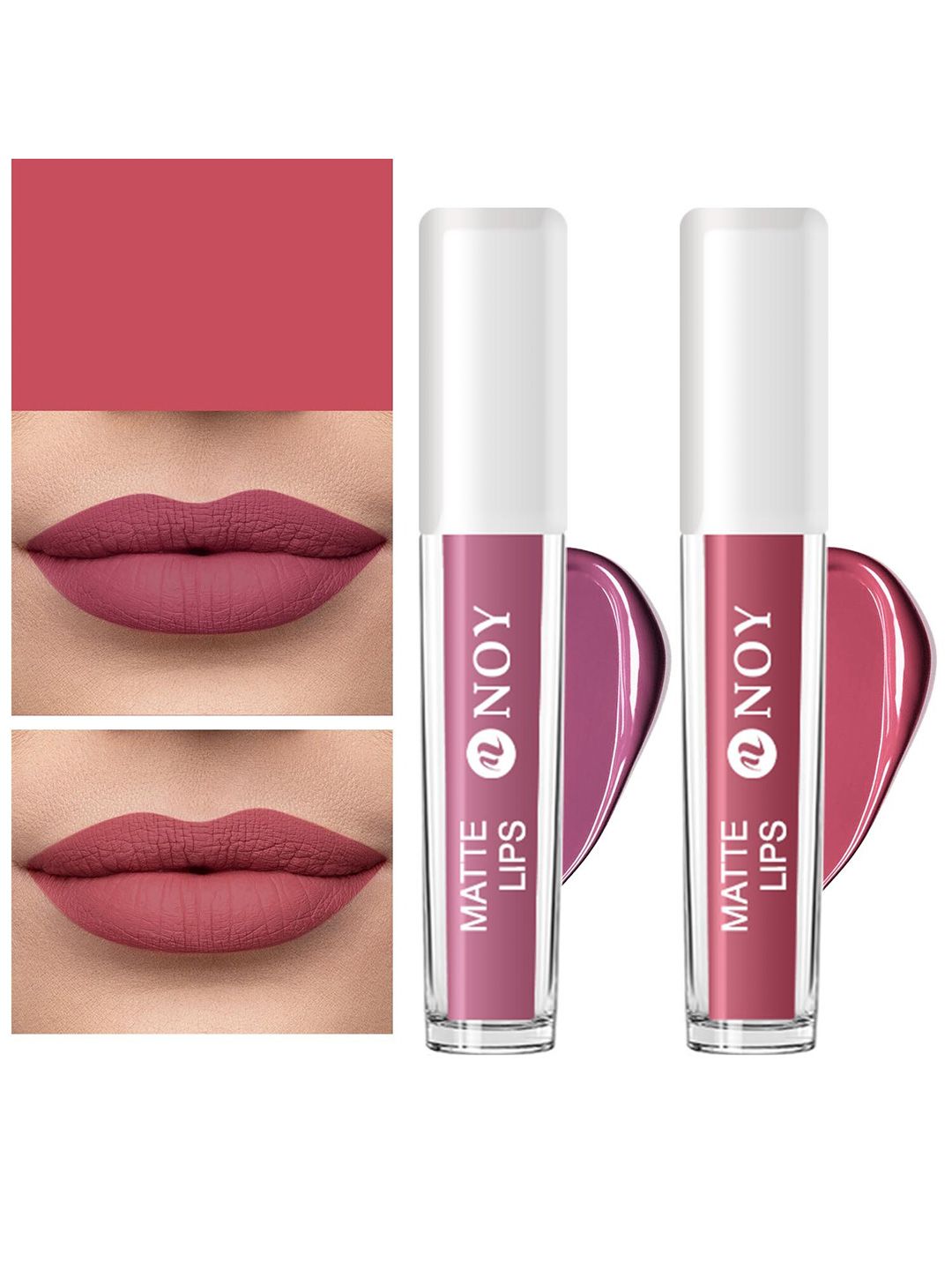 NOY Set Of 2 Matte Lips Lightweight Liquid Lipstick 4ml Each - Nude Pink-Mauve Nude