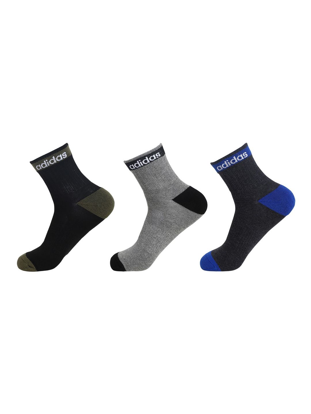 ADIDAS Men Pack Of 3 Patterned Ankle Length Socks