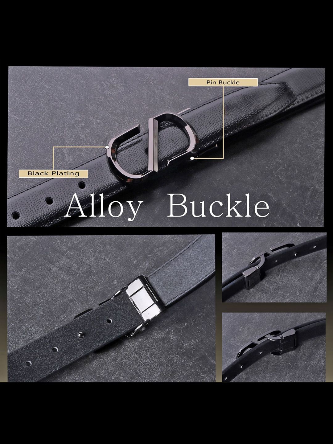 Buy The Roadster Lifestyle Co. Men Black Textured Hook Buckle Belt