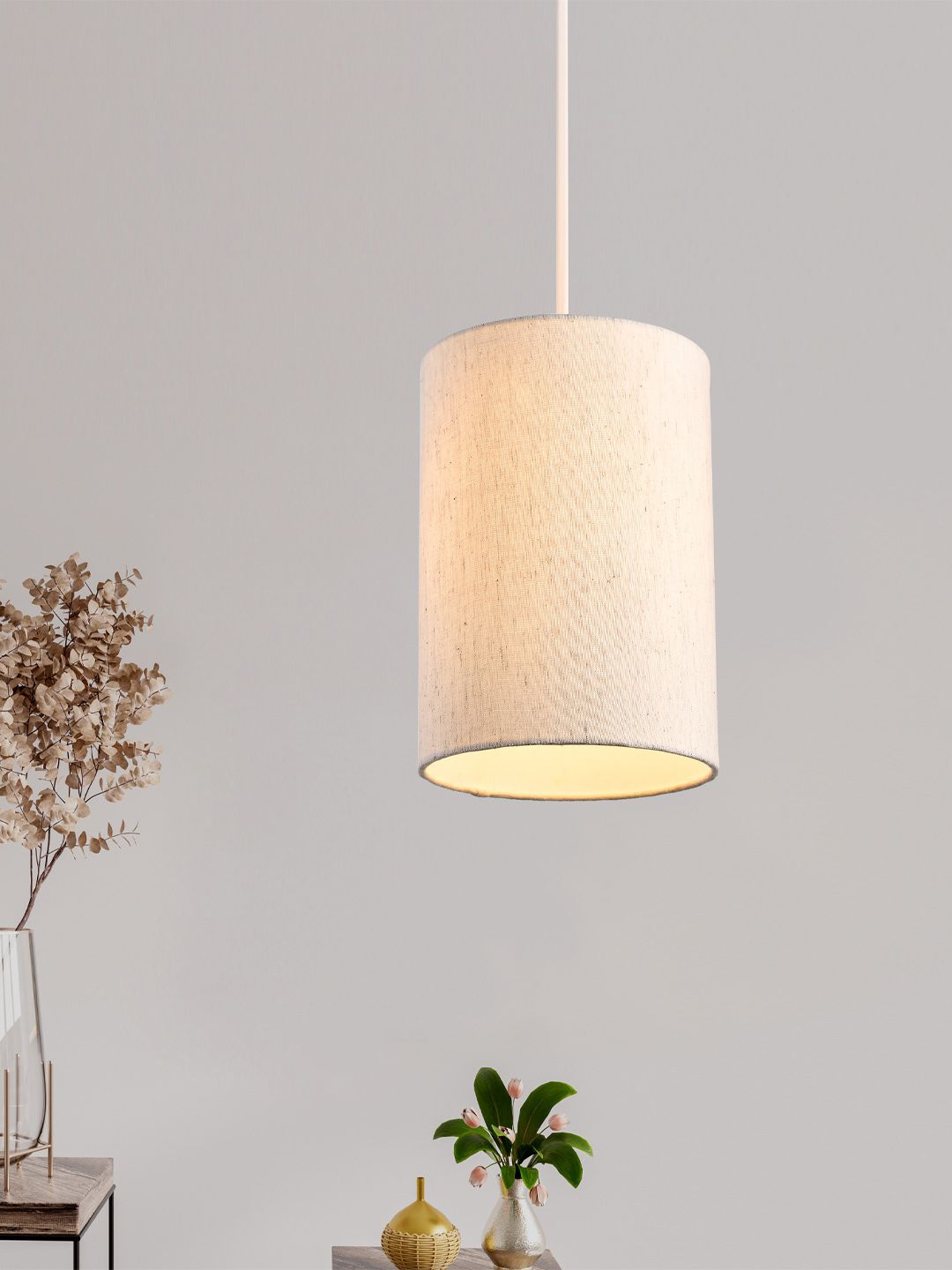 Decazone Beige Textured  Hanging Pendant Ceiling Lamp