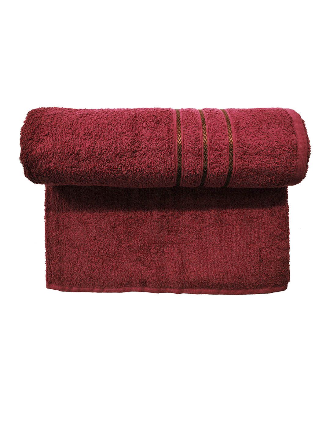 BOMBAY DYEING Flora Maroon 400 GSM Cotton Bath Towel