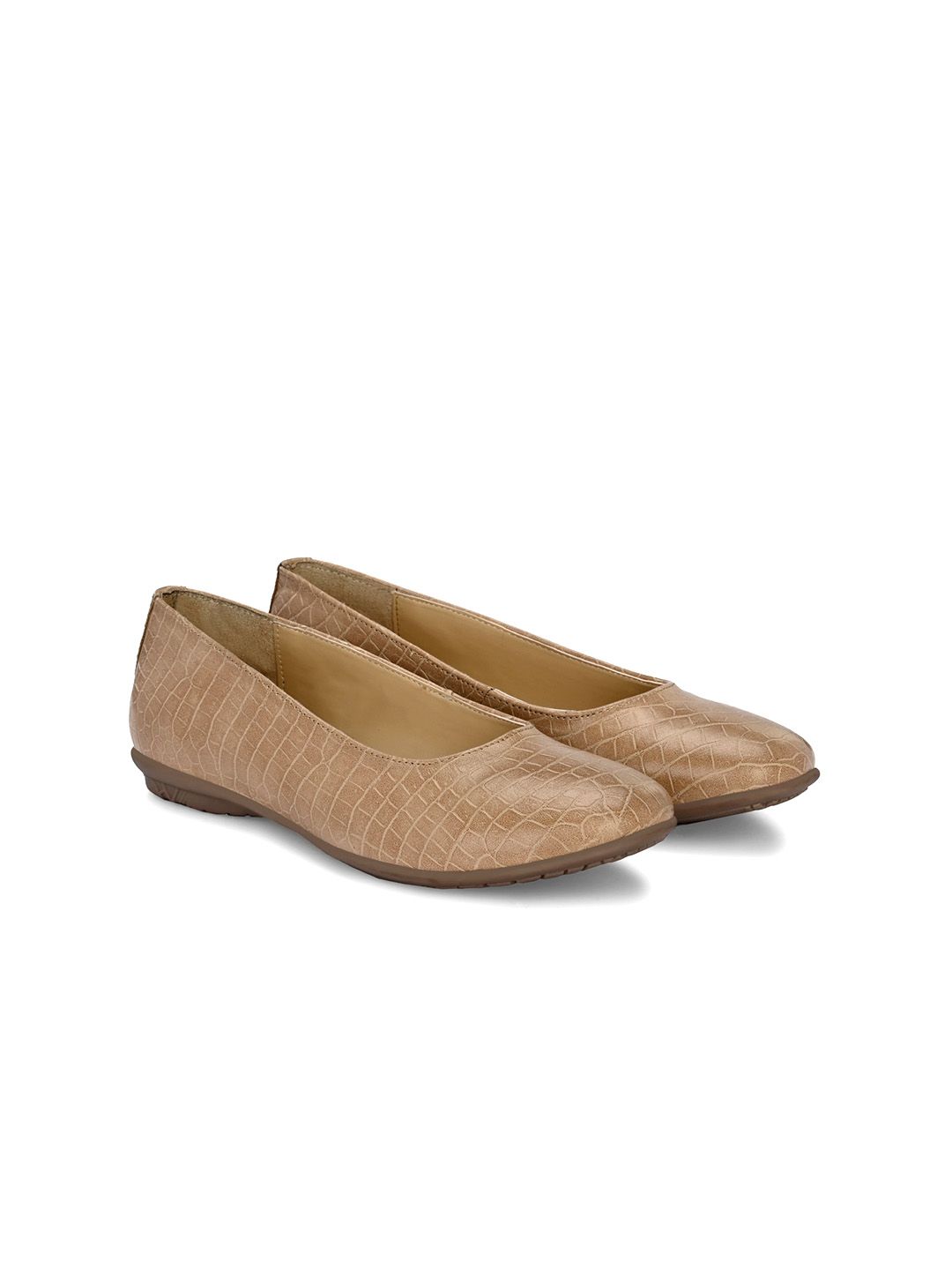 CARLO ROMANO Textured Round Toe Ballerinas