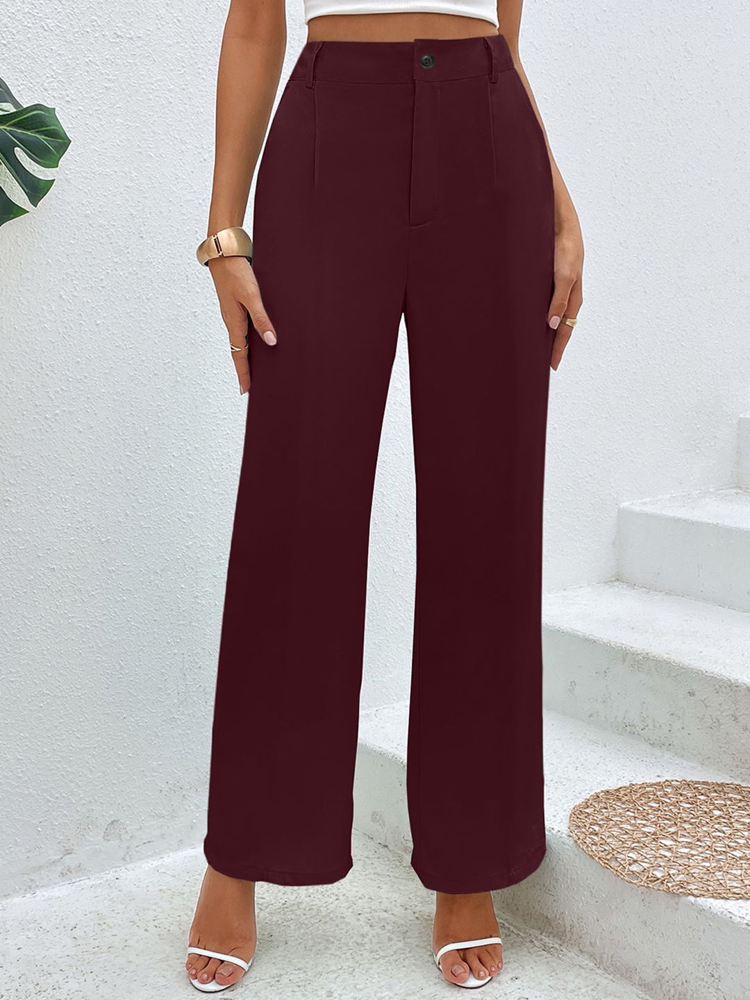 FAVRIZ Women High-Rise Pleated Trouser Price in India
