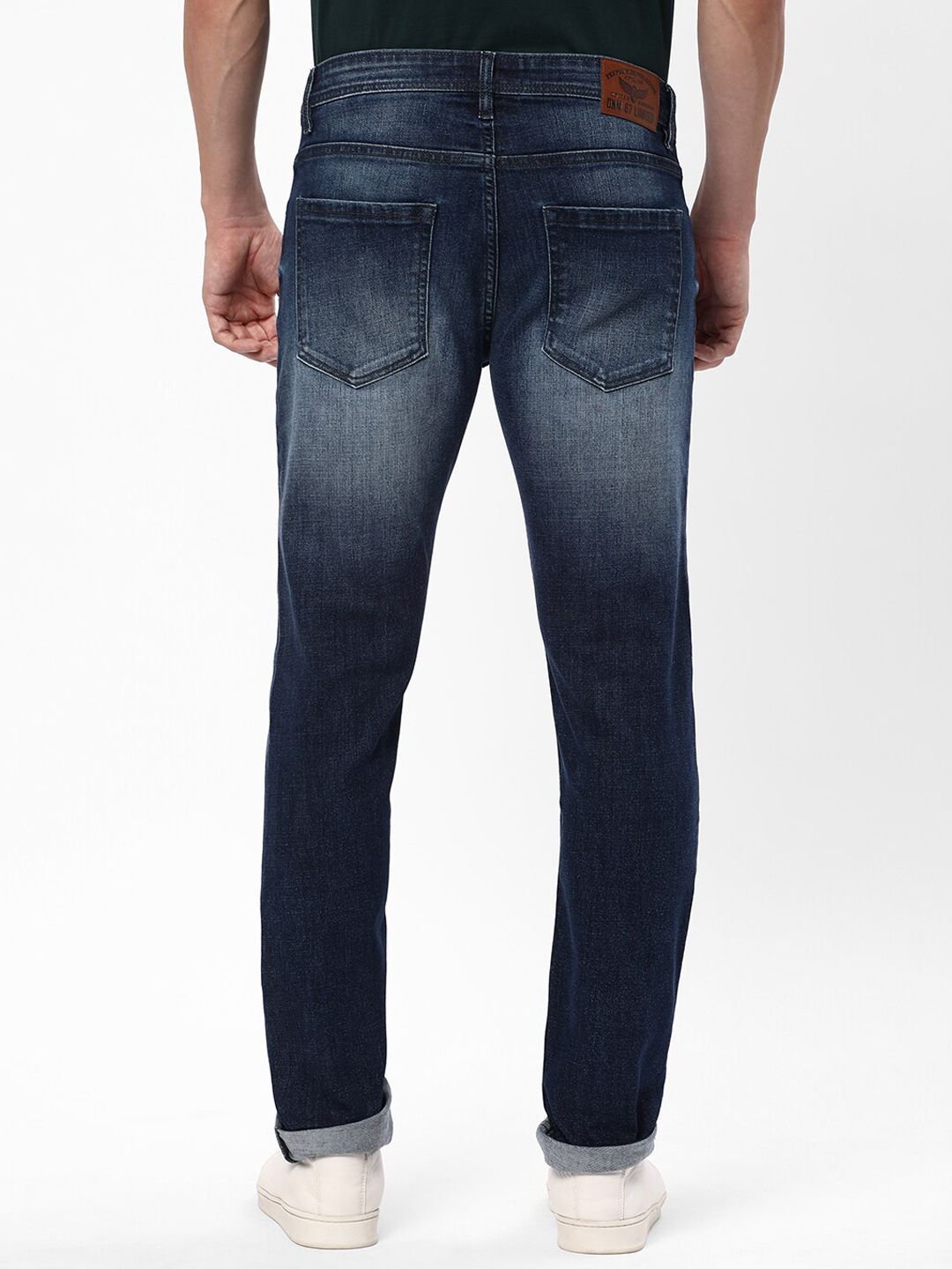 Buy R&B Men Blue Slim Fit Mildly Distressed Heavy Fade Cotton