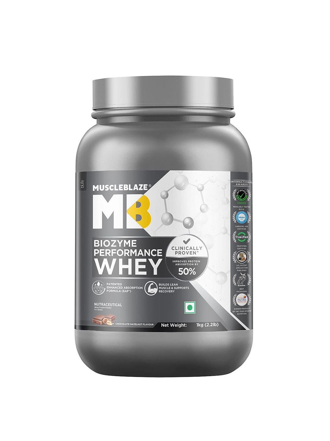 MuscleBlaze MuscleBlaze Biozyme Performance Chocolate Hazelnut Whey Protein Powder 1kg