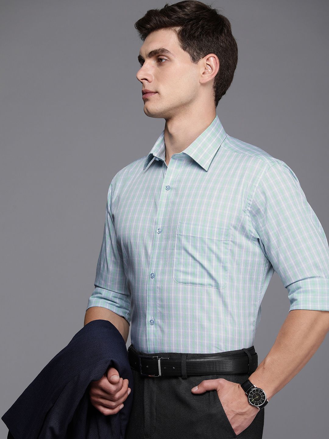 Raymond Men Pure Cotton Slim Fit Tartan Checked Formal Shirt