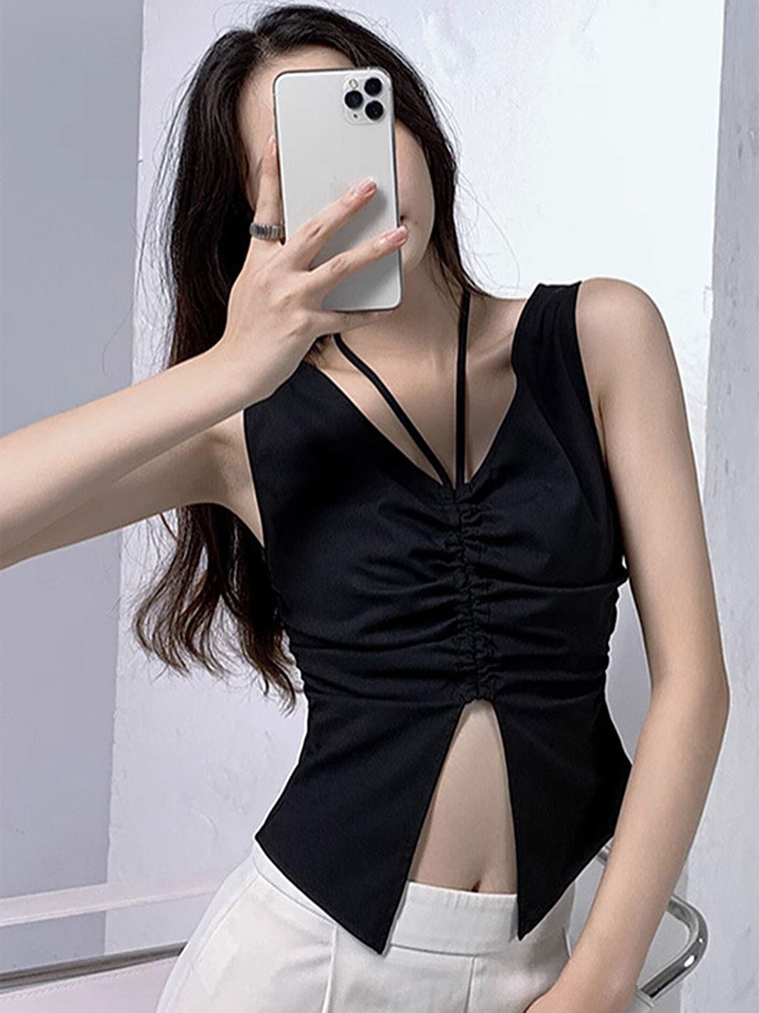 LULU & SKY Black Crop Top Price in India