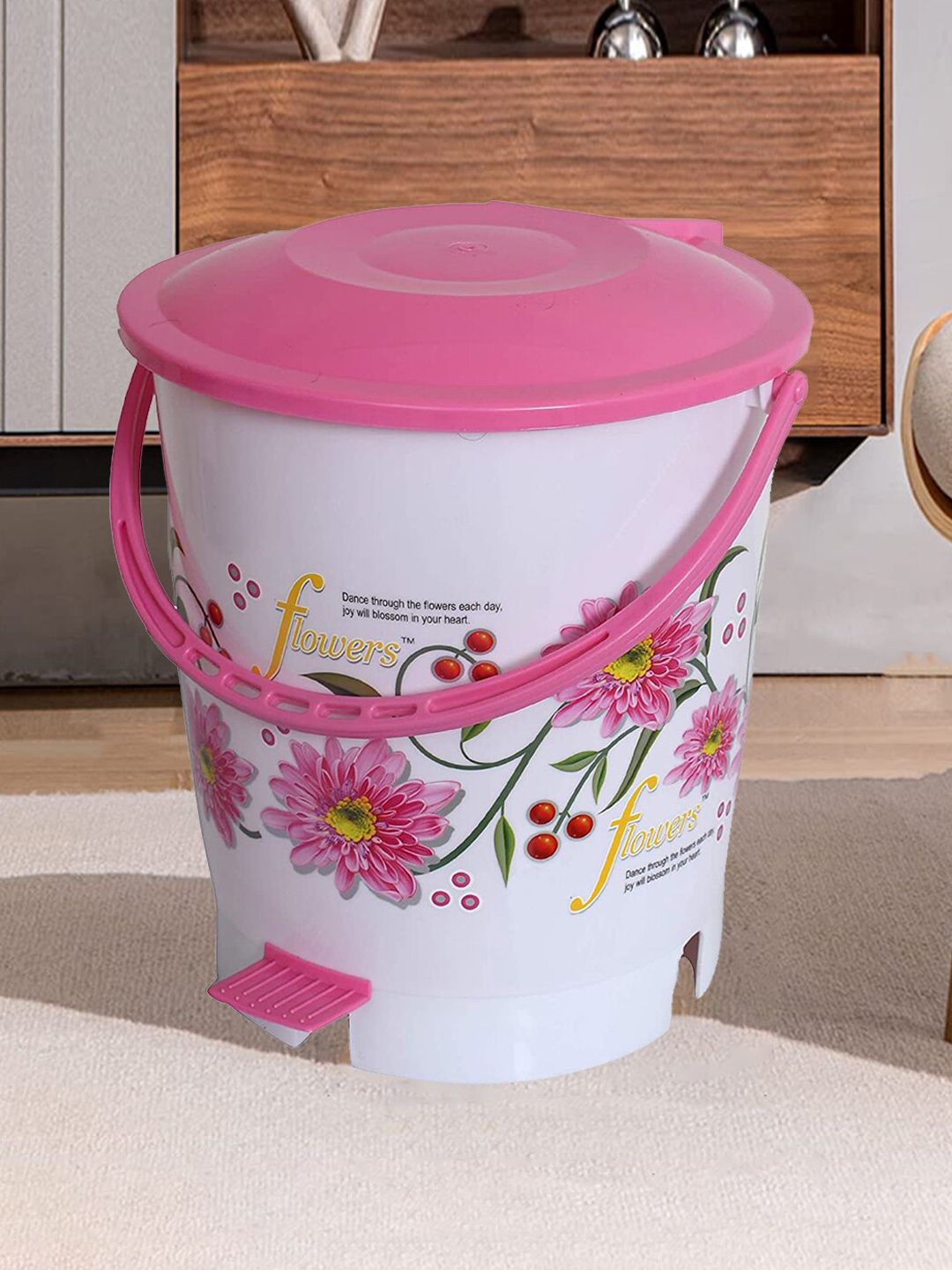 Kuber Industries White & Blue 2 Pieces Pedal Dustbins - 10 L Each
