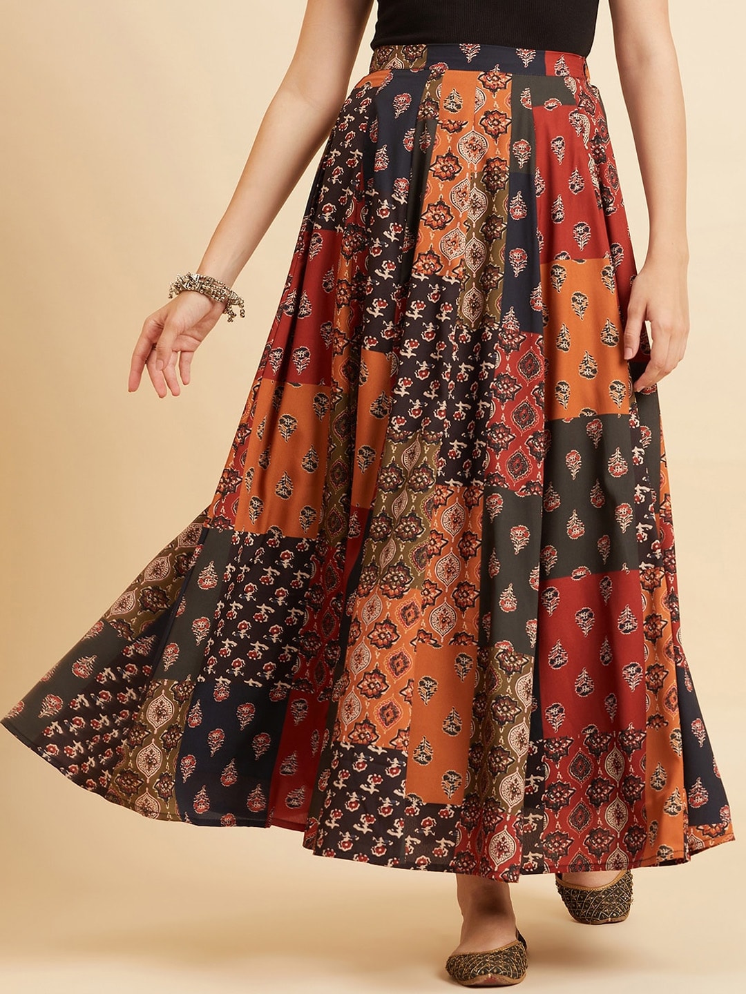 Azira Printed Flared Maxi Skirt Price in India
