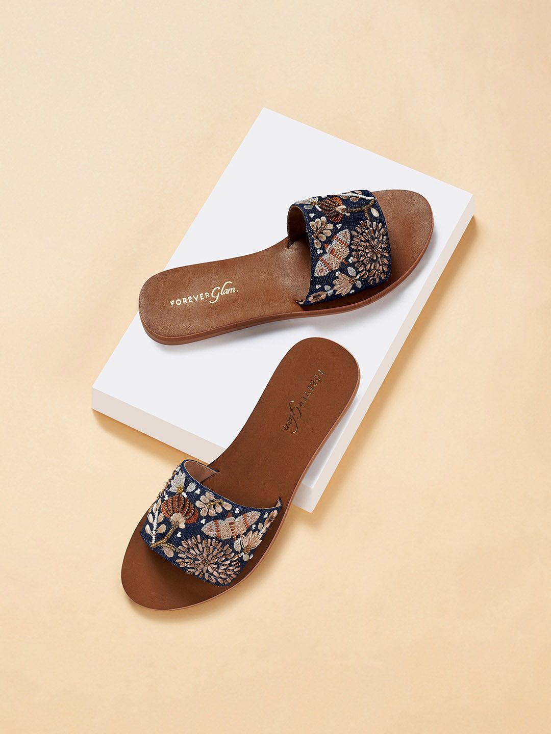 Forever Glam by Pantaloons Women Blue Printed Ethnic Open Toe Flats Price in India