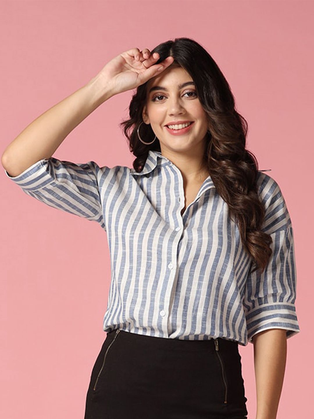 FERY LONDON Striped Cotton Formal Shirt Price in India