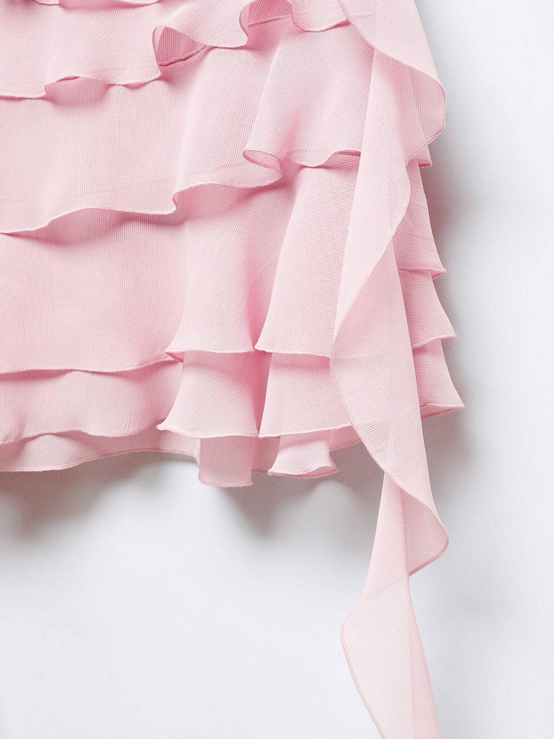 Low-Rise Ruffled & Fringed Detail Mini A-Line Chiffon Skirt