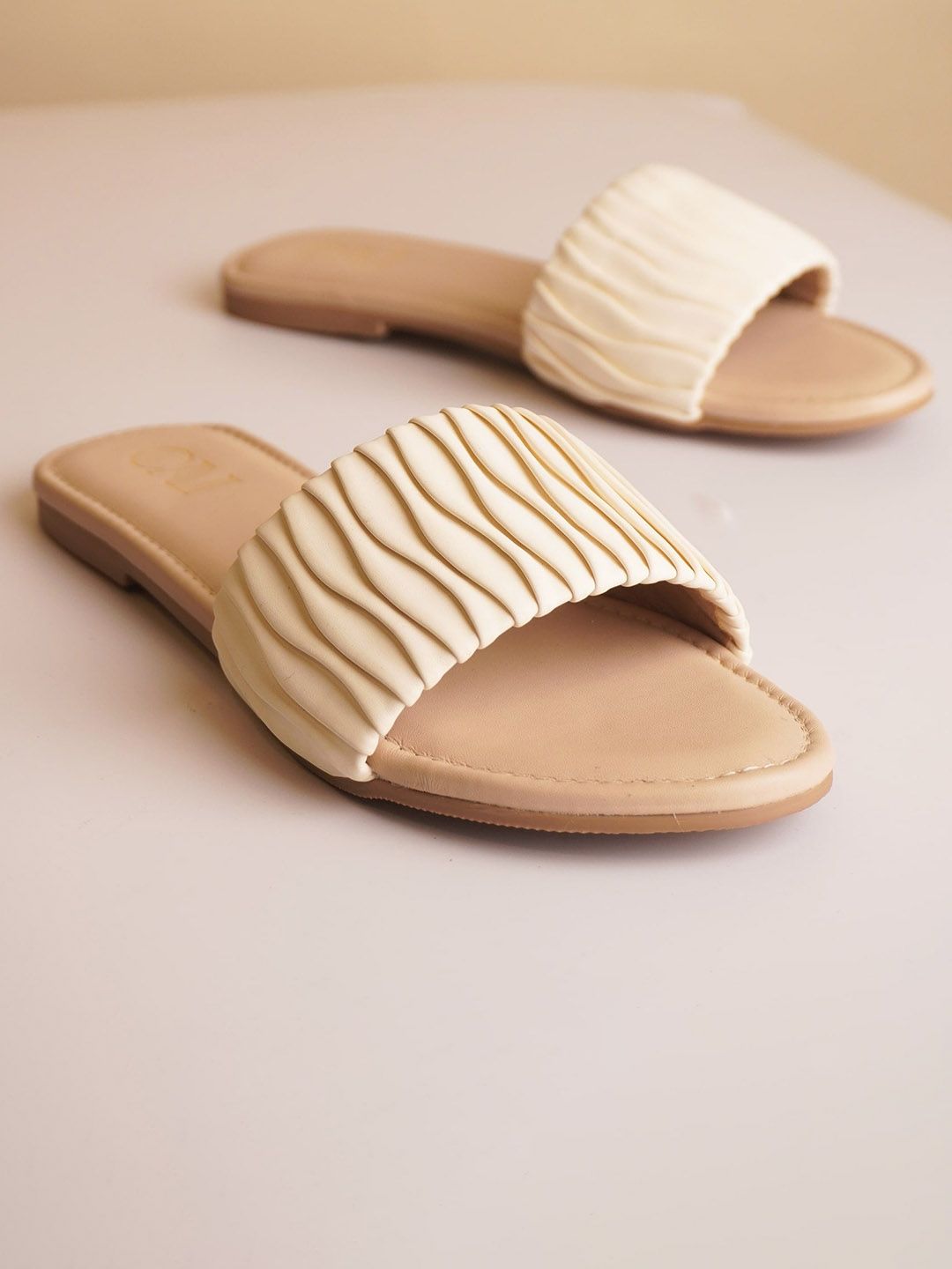 CAI Textured Wave Open Toe Flats Price in India