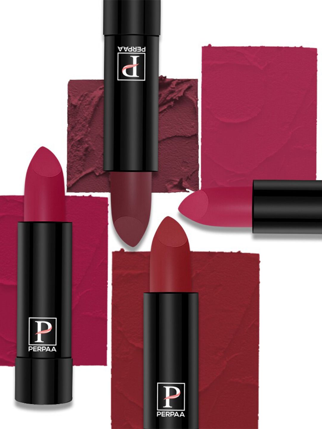PERPAA Set of 4 Creamy Matte Long Lasting Lipstick With Beeswax- Shades 80 + 84 + 86 +92