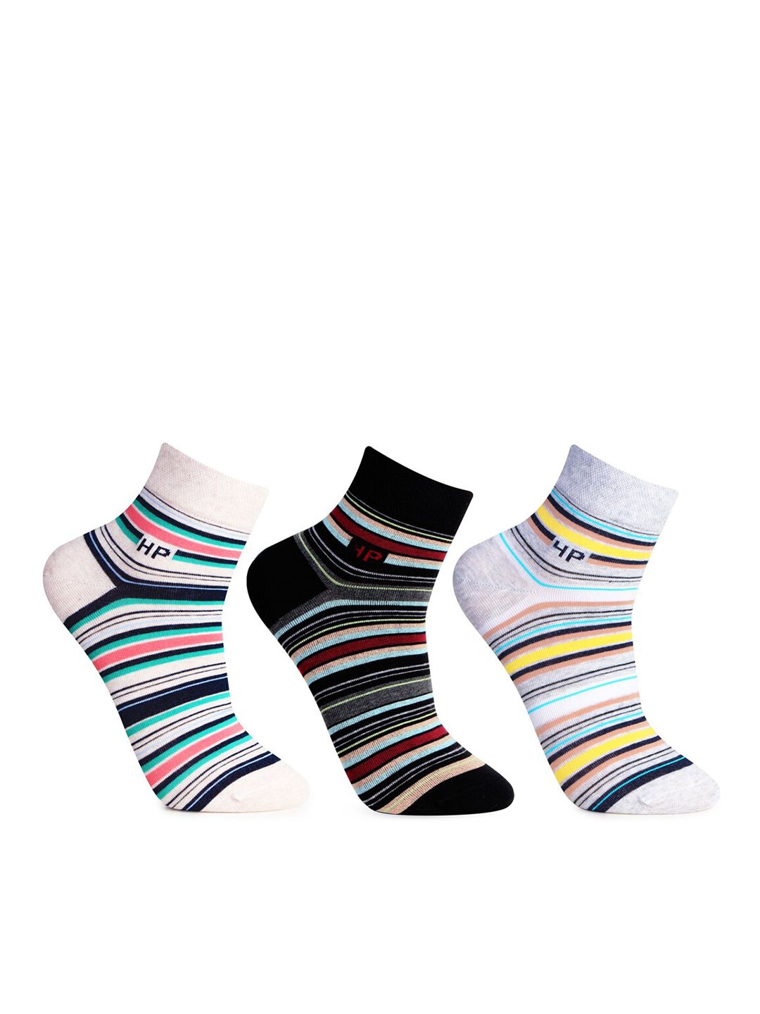 Bonjour Men Pack Of 3 Assorted Cotton Above Ankle Length Socks