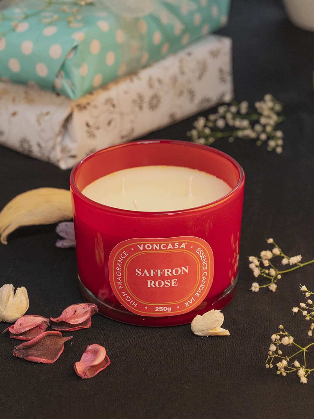 MARKET99 Red Saffron Rose Scented Eco-Friendly Candle