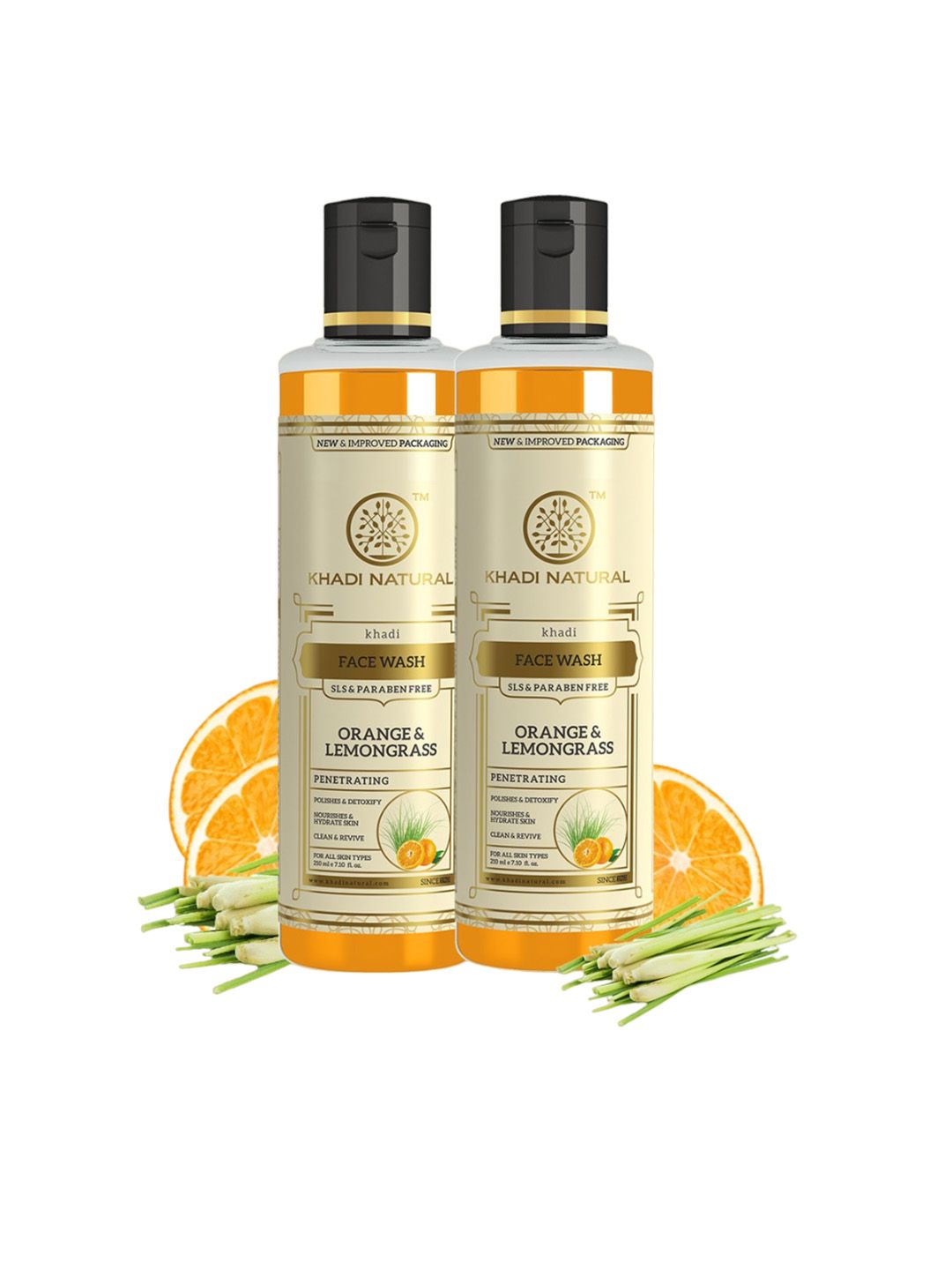 Khadi Natural Set of 2 Orange & Lemongrass Penetrating Face Wash - 210 ml each
