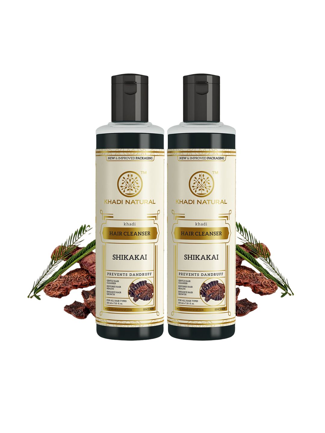 Khadi Natural Set of 2 Shikakai Hair Cleanser with Reetha & Aloevera - 210 ml each