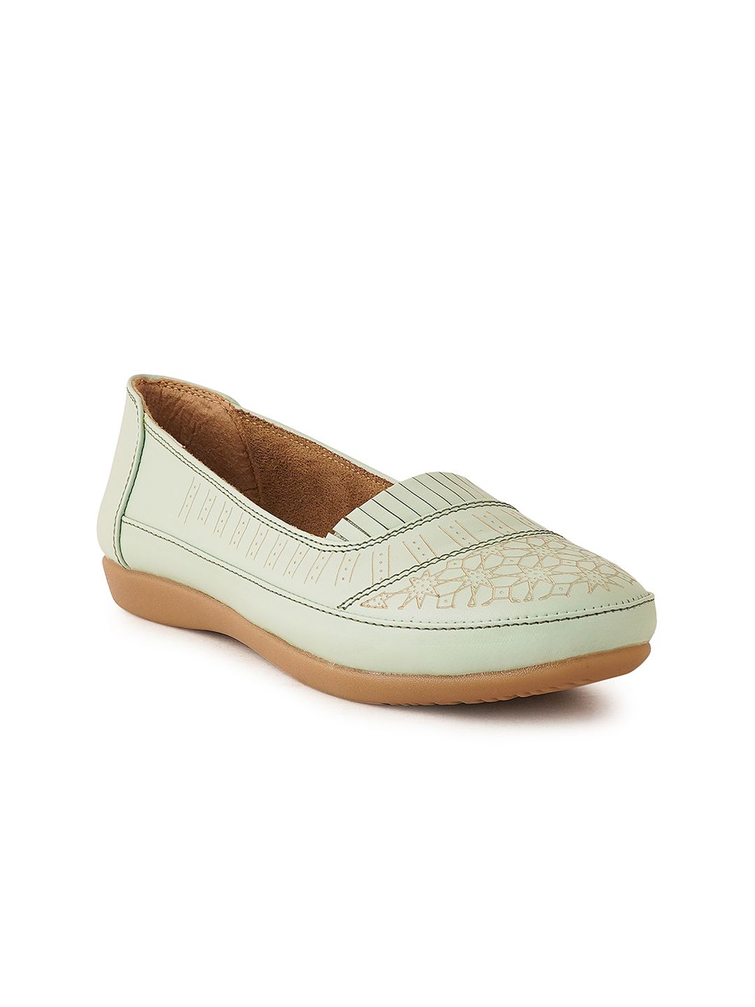 Mast & Harbour Sea Green Textured Ballerinas