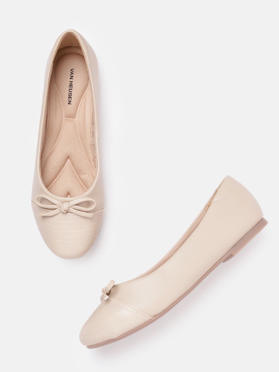 Van Heusen Woman Snake-Skin Textured Detail Ballerinas with Bow-Detail