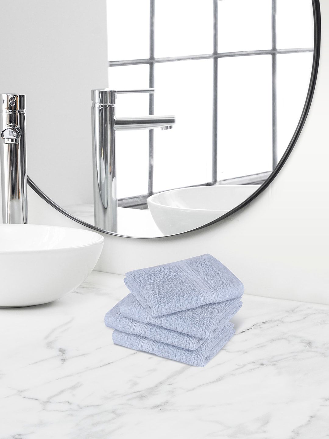Himeya Grey 4 Pieces Anti-Bacterial 450 GSM Terry Cotton Reversible Face Towels