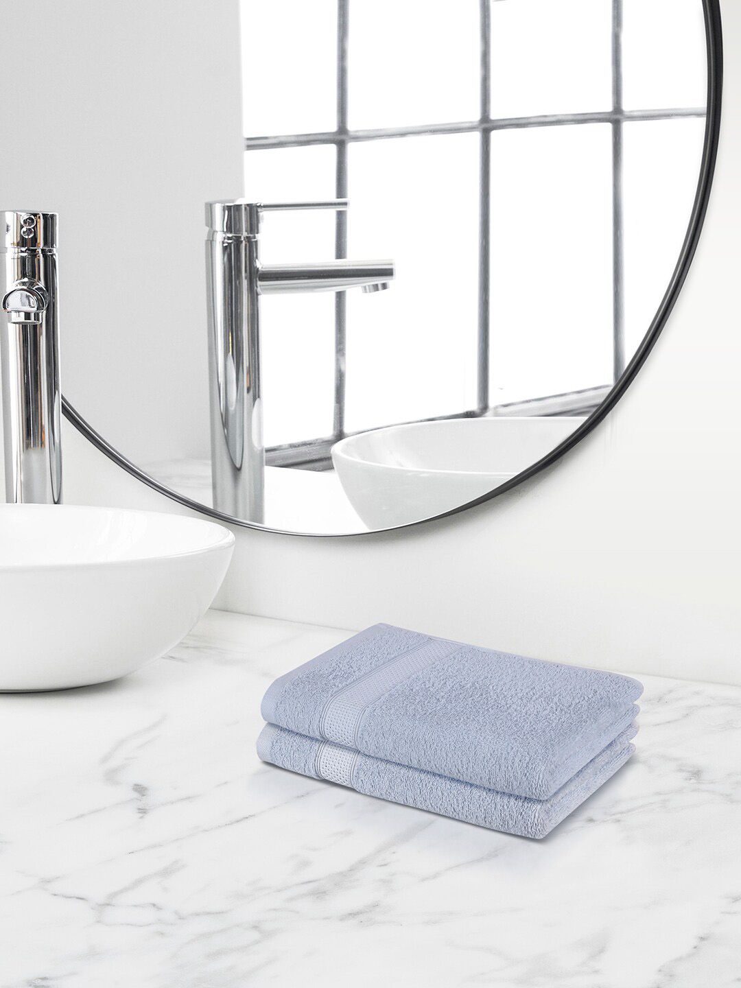 Himeya Grey 2 Pieces Self-Designed 450 GSM Cotton Hand Towels
