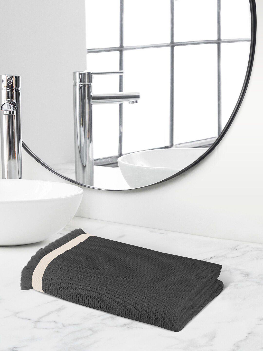 Himeya Grey Self Design 350 GSM Cotton Bath Towel