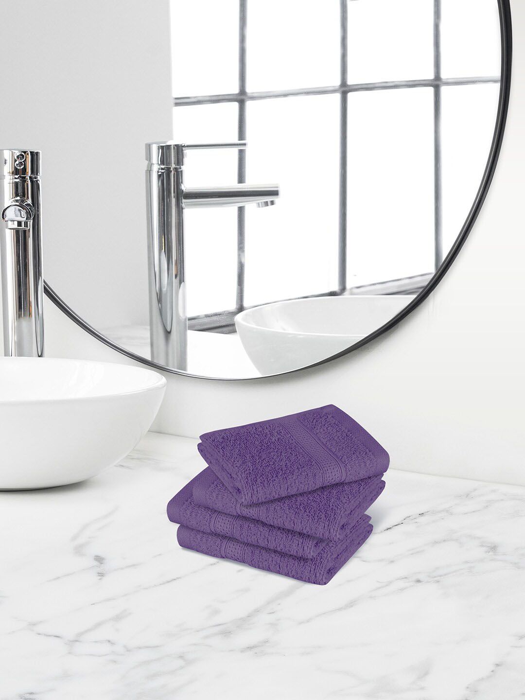 Himeya Violet 4 Pieces Self-Designed 450 GSM Cotton Face Towels