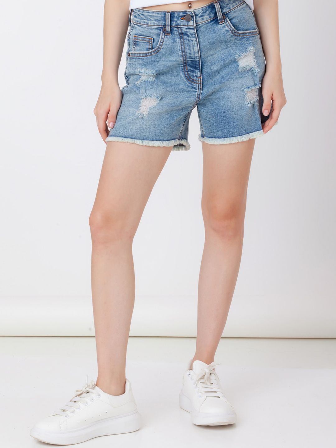 Zink London Women Washed Slim Fit Denim Shorts Price in India