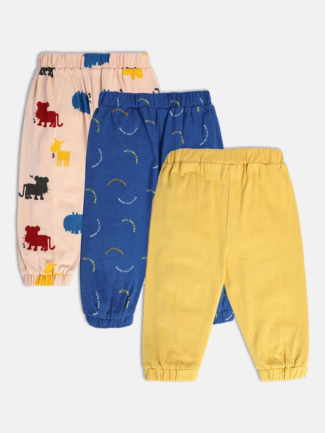 MINI KLUB Boys Pack Of 3 Easy Wash Pure Cotton Joggers