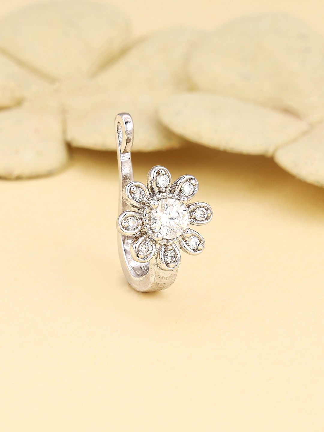 GIVA GIVA Rhodium-Plated CZ Studded Nosepin