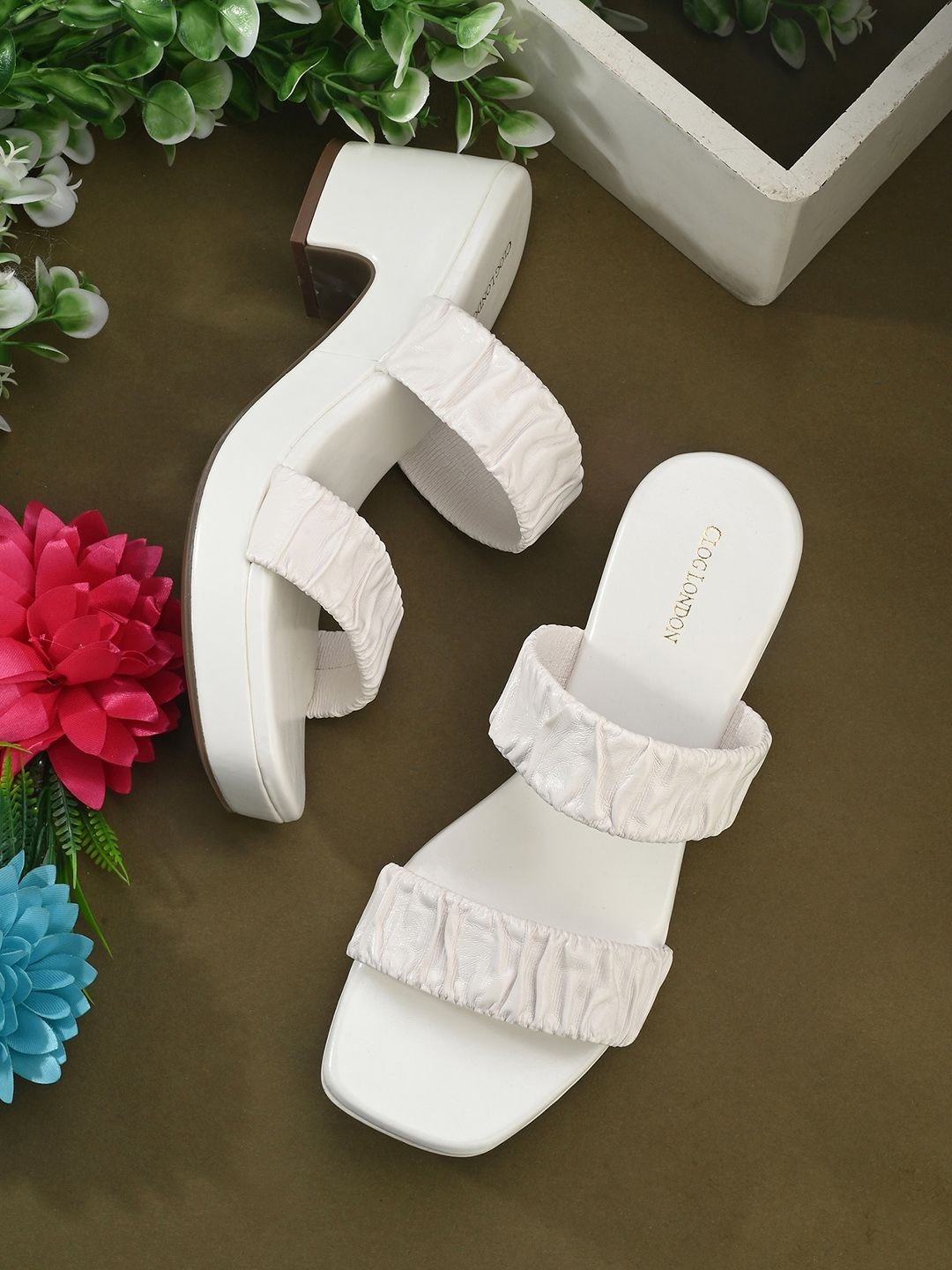 CLOG LONDON Textured Open Toe Platform Heels