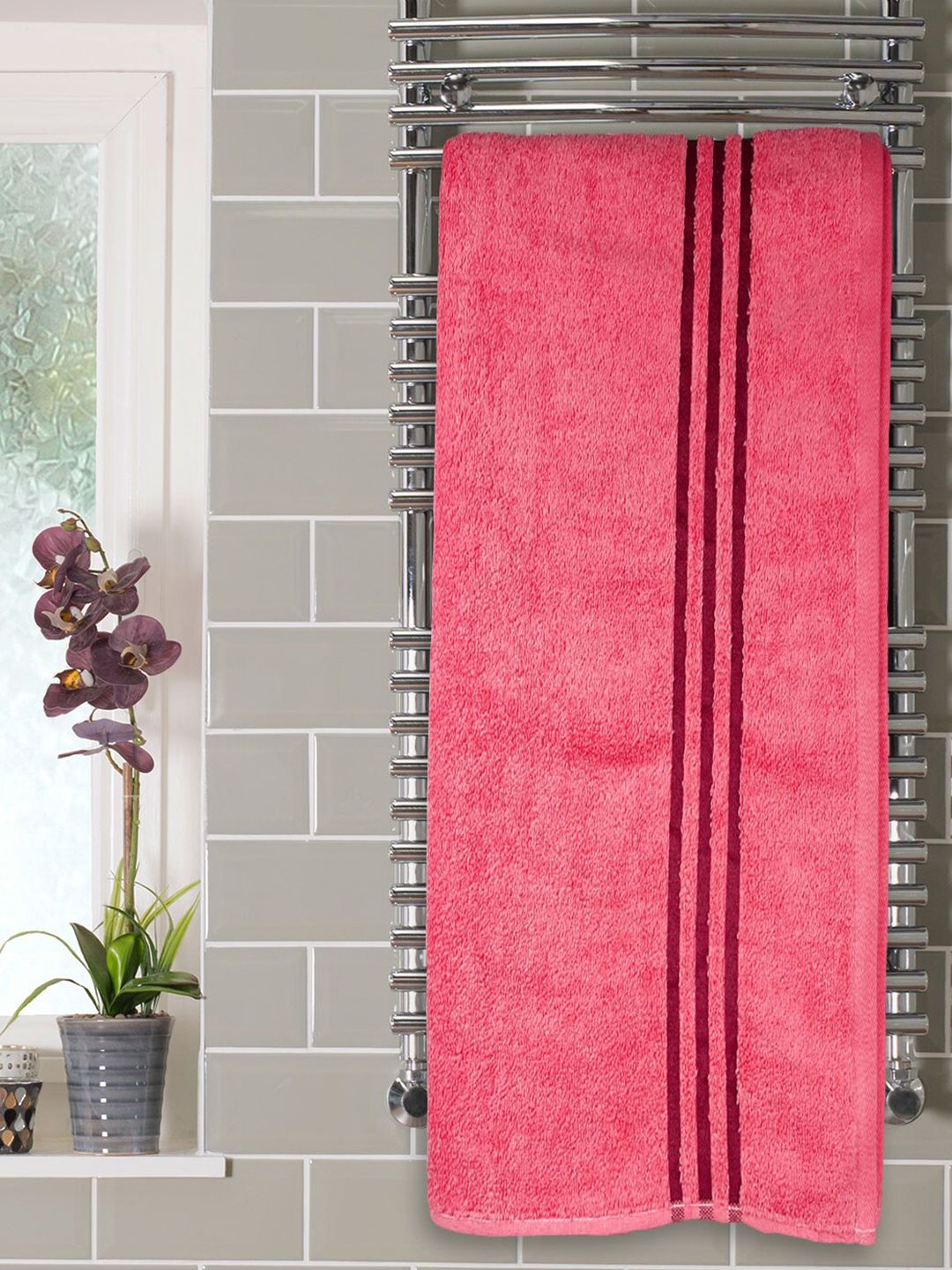 NICKSUN Peach Coloured Pure Cotton Anti-Bacterial 400 GSM Reversible Bath Towel