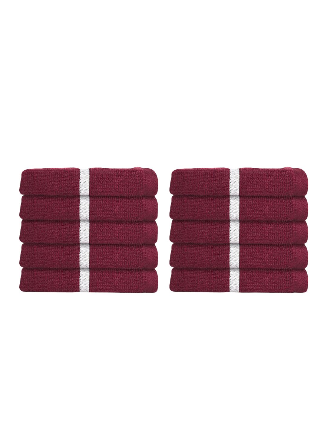NICKSUN Maroon 10 Pieces Pure Cotton Anti-Bacterial 400 GSM Reversible Face Towel