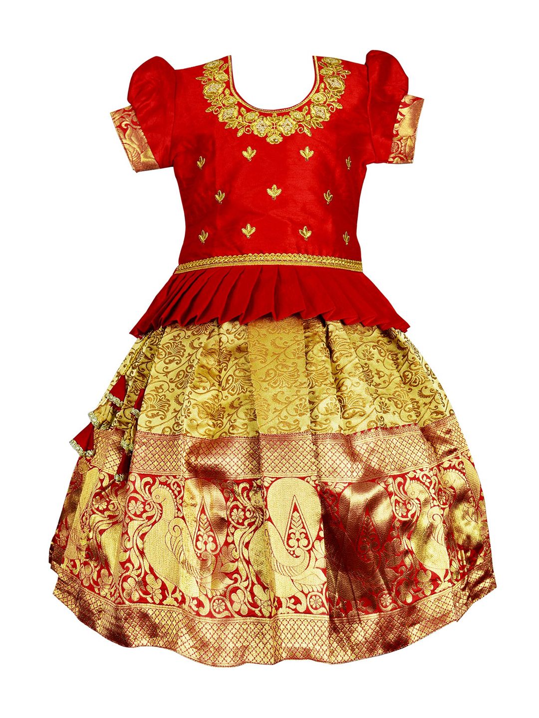 AMIRTHA FASHION Girls Embroidered Zari Ready to Wear Lehenga & Blouse Price in India